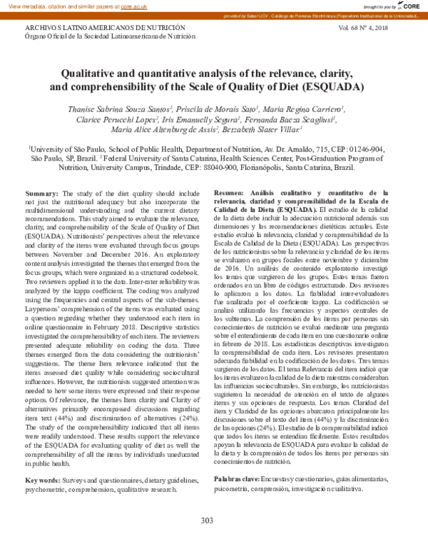 (PDF) Qualitative and quantitative analysis of the relevance, clarity ...