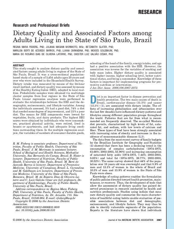(PDF) Dietary Quality and Associated Factors among Adults Living in the ...