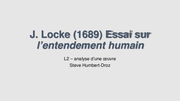 (PDF) John Locke - essai sur l'entendement humain