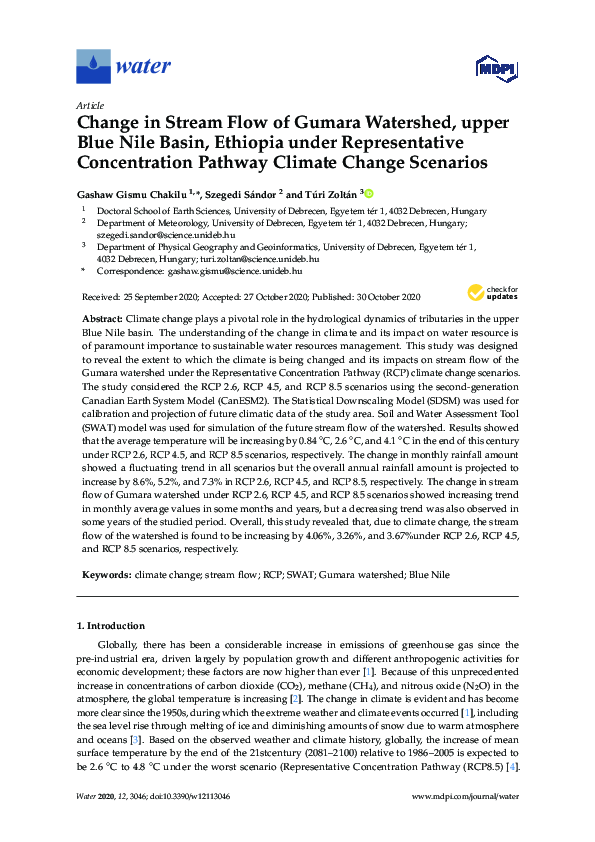 (PDF) Change in Stream Flow of Gumara Watershed, Upper Blue Nile Basin ...