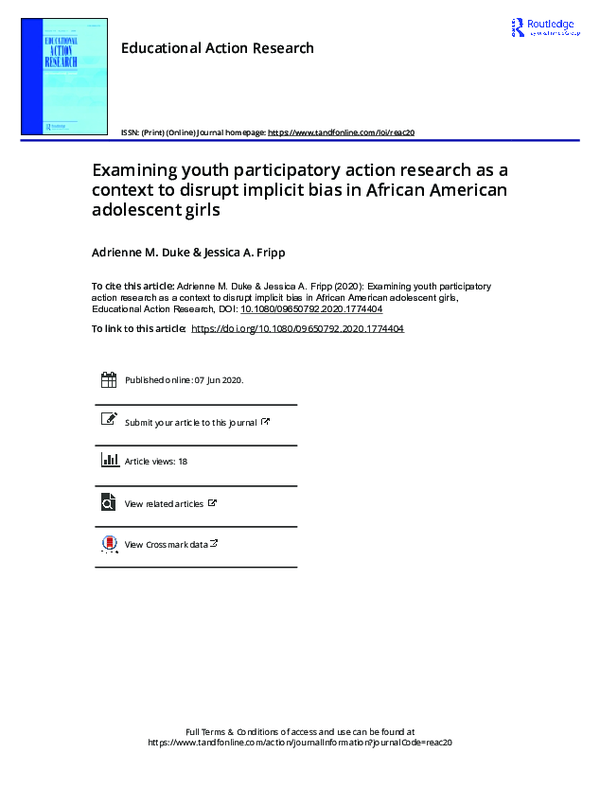 (PDF) Examining youth participatory action research as a context to ...