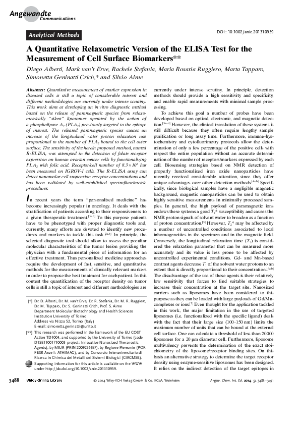 (PDF) A Quantitative Relaxometric Version of the ELISA Test for the ...