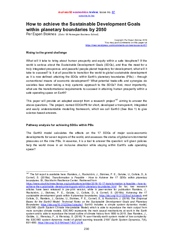 (PDF) How to achieve the Sustainable Development Goals within planetary ...