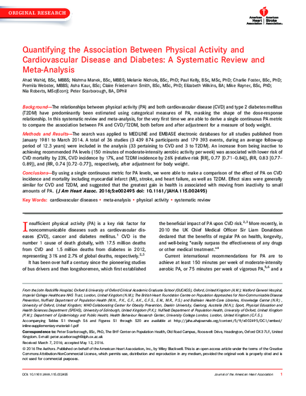 (PDF) Quantifying the Association Between Physical Activity and ...