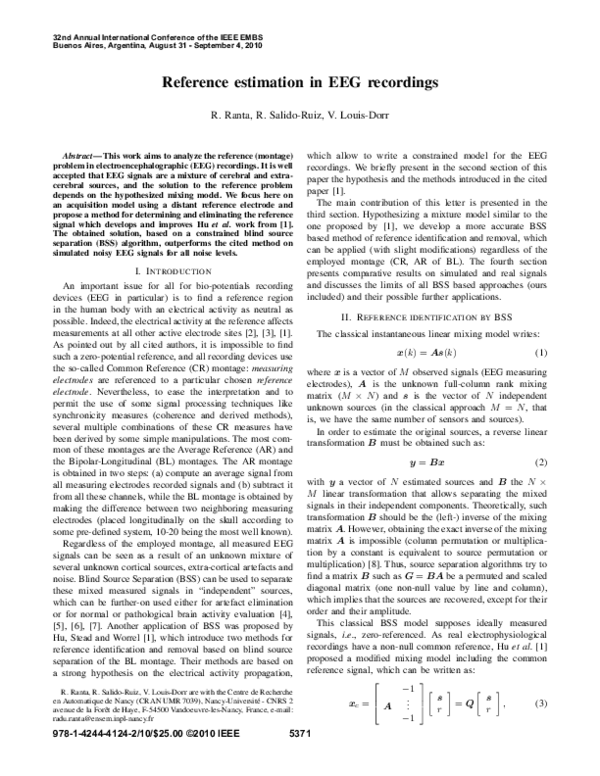 (PDF) Reference estimation in EEG recordings