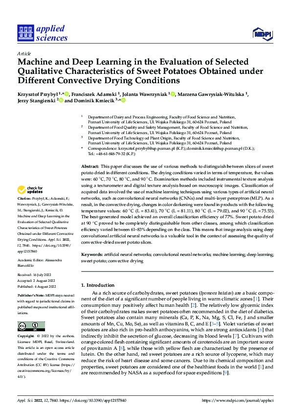 (PDF) Machine and Deep Learning in the Evaluation of Selected ...