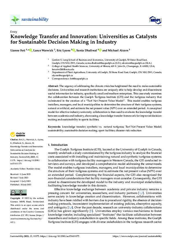 (PDF) Knowledge Transfer and Innovation: Universities as Catalysts for ...