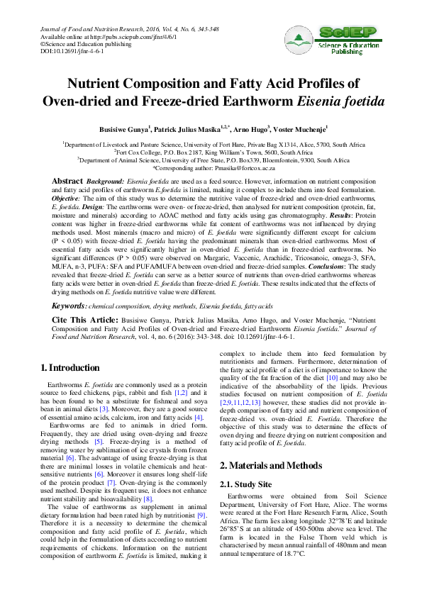 (PDF) Nutrient Composition and Fatty Acid Profiles of Oven-dried and ...