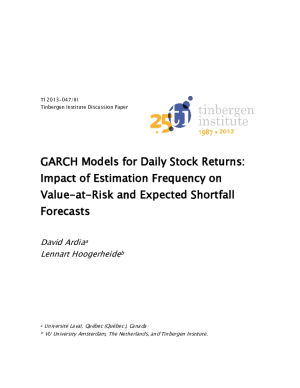 (PDF) GARCH models for daily stock returns: Impact of estimation ...