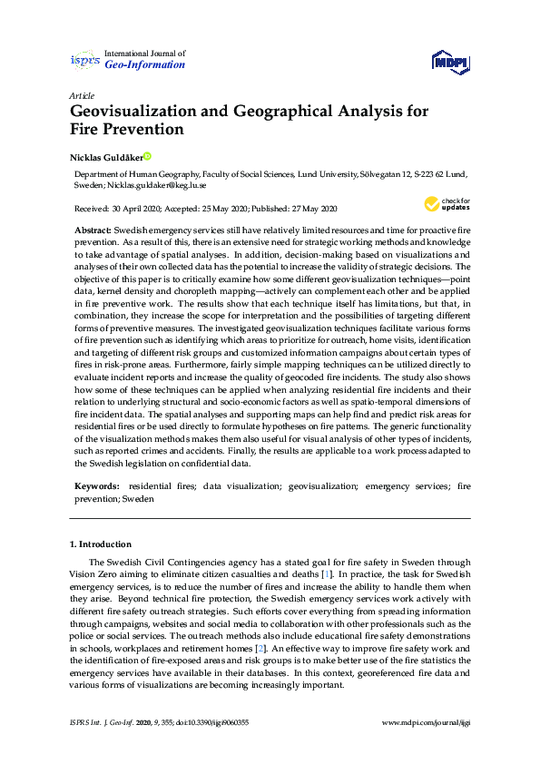 (PDF) Geovisualization and Geographical Analysis for Fire Prevention