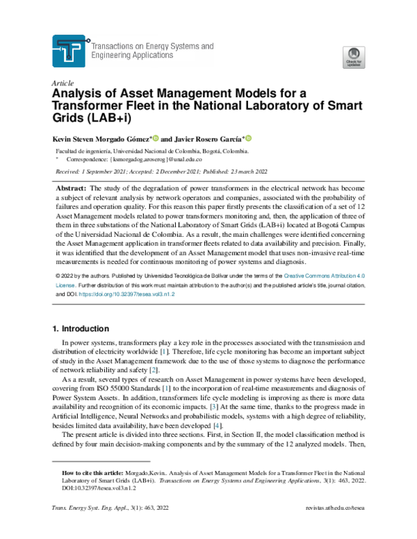 (PDF) Analysis of Asset Management Models for a Transformer Fleet in ...