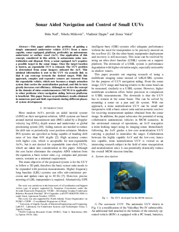 (PDF) Sonar aided navigation and control of small UUVs