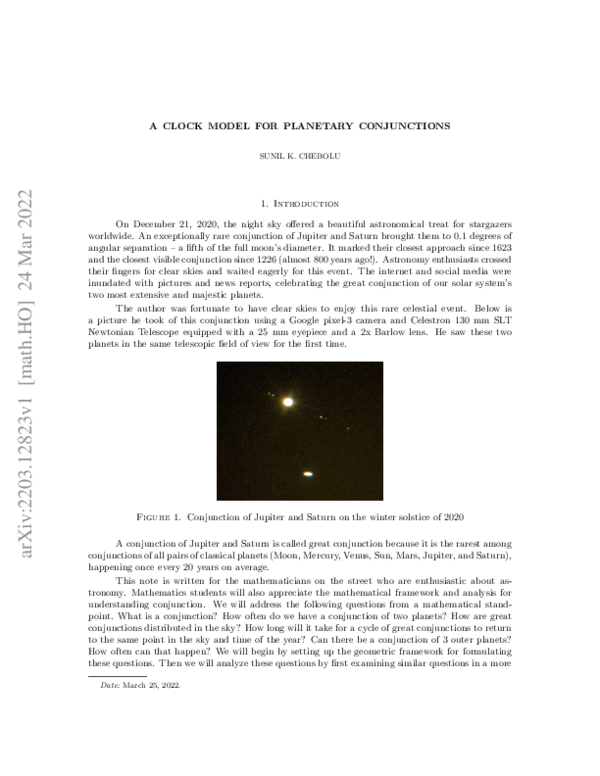 (PDF) A clock model for planetary conjunctions