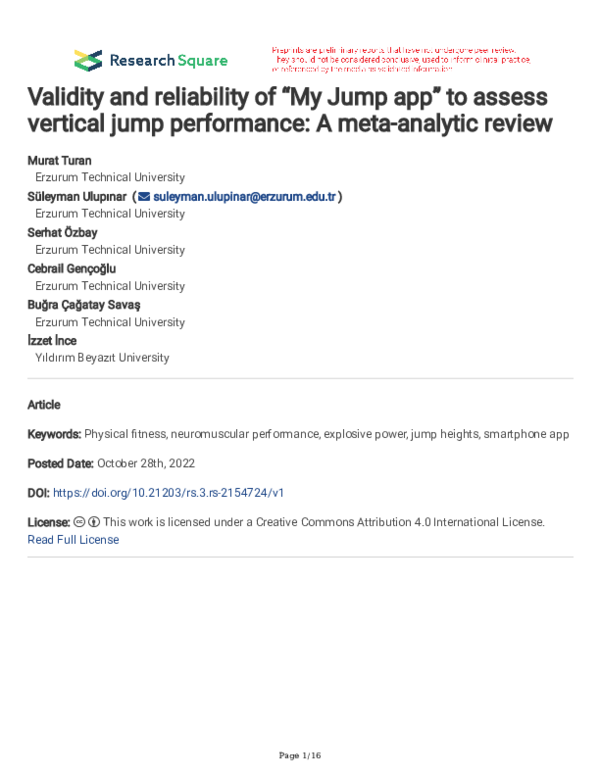 (PDF) Validity and reliability of “My Jump app” to assess vertical jump ...