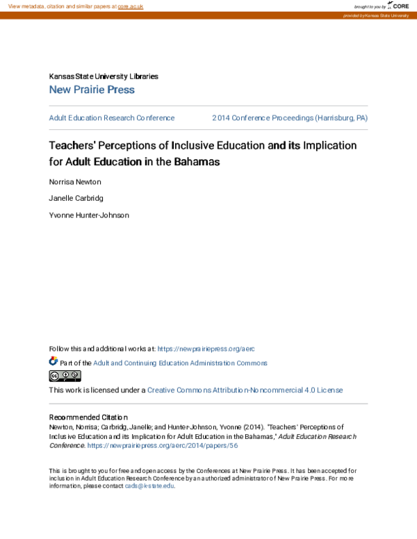 (PDF) Teachers\u27 Perceptions of Inclusive Education and its ...