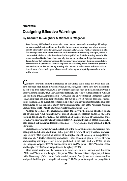 (PDF) Designing Effective Warnings