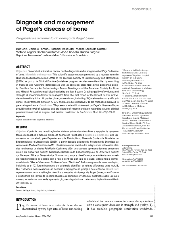 (PDF) Diagnosis and management of Paget?s disease of bone