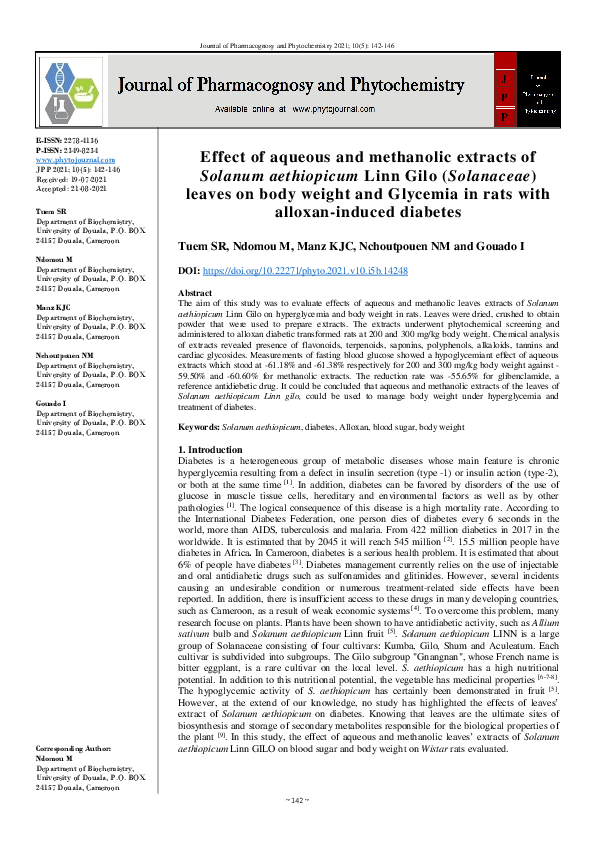 (PDF) Effect of aqueous and methanolic extracts of Solanum aethiopicum ...