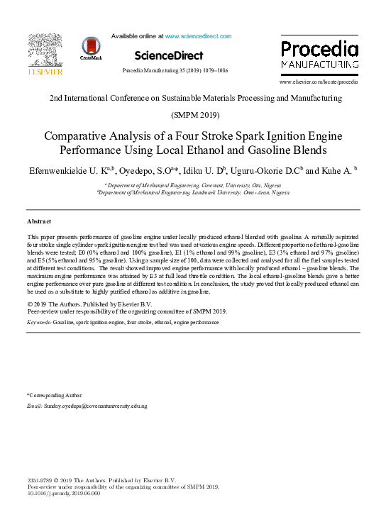 (PDF) Comparative Analysis of a Four Stroke Spark Ignition Engine ...