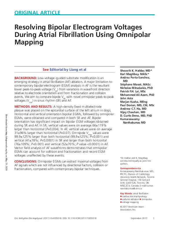 (PDF) Resolving Bipolar Electrogram Voltages During Atrial Fibrillation ...