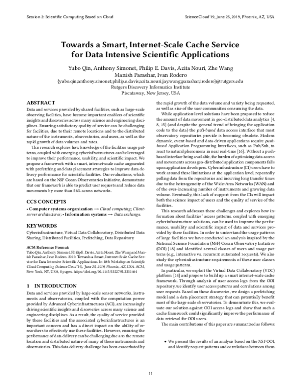(PDF) Towards a Smart, Internet-Scale Cache Service for Data Intensive ...