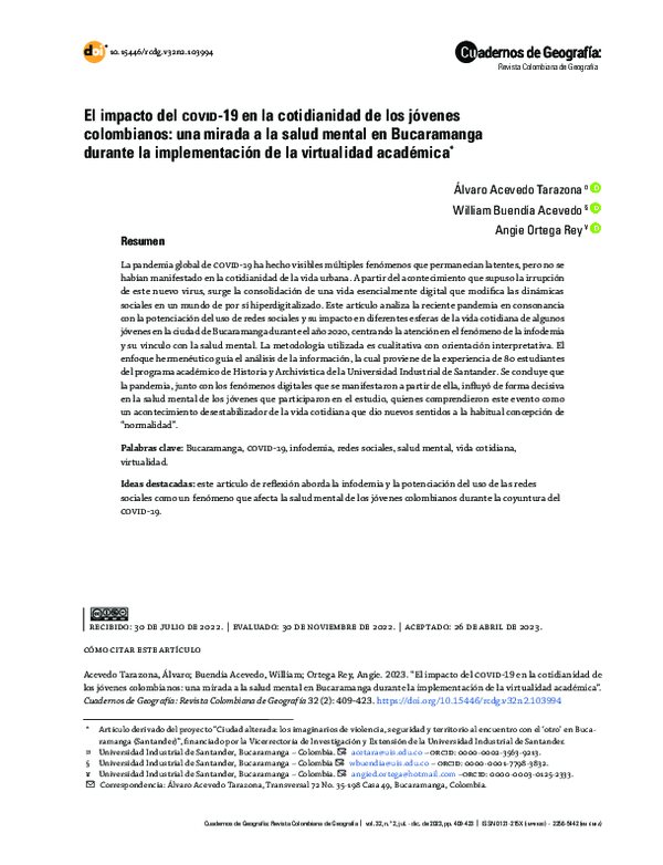 (PDF) El impacto del COVID-19 en la cotidianidad de los jóvenes ...