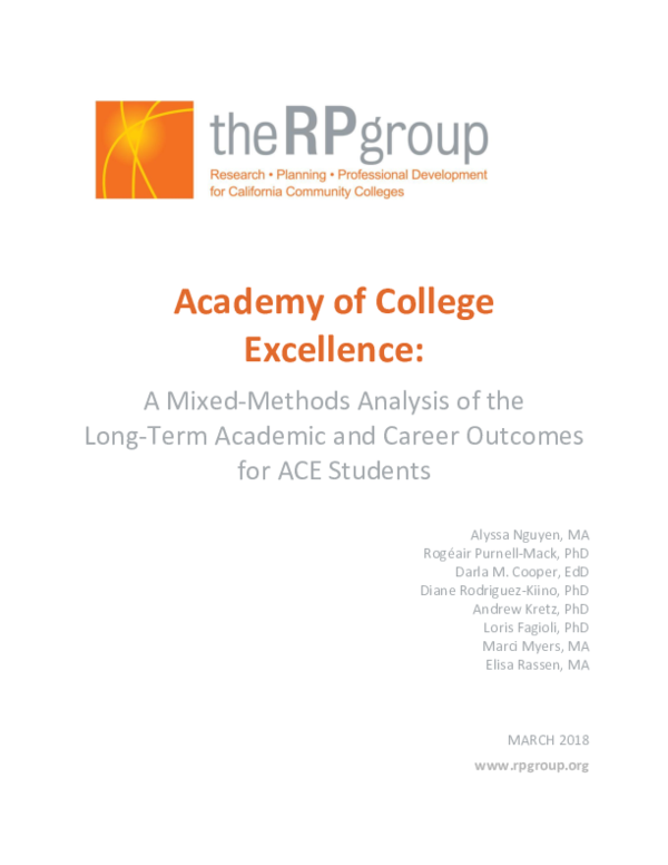 (PDF) Academy of College Excellence: A Mixed-Methods Analysis of the ...
