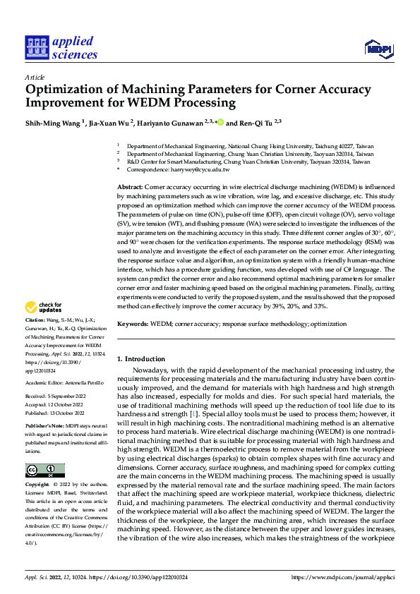 (PDF) Optimization of Machining Parameters for Corner Accuracy ...