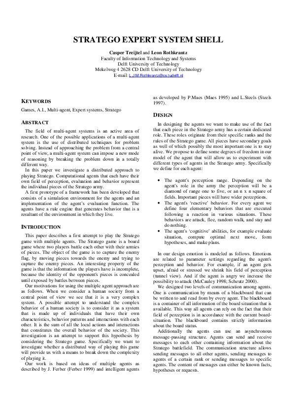 (PDF) Stratego Expert System Shell