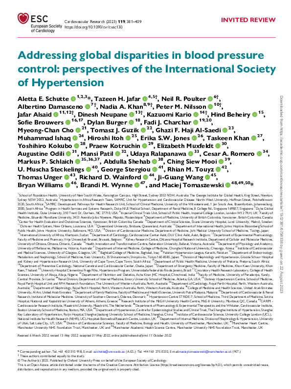 (PDF) Addressing global disparities in blood pressure control ...