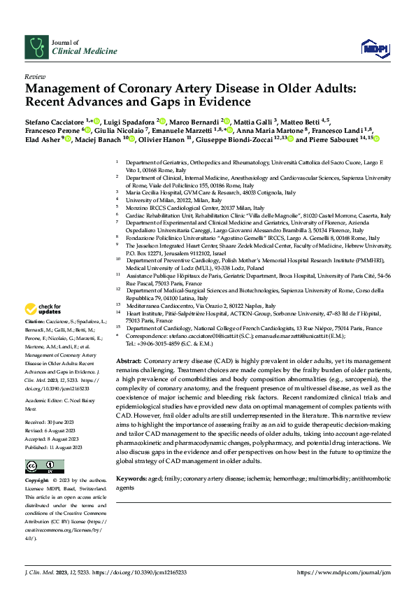 (PDF) Management of Coronary Artery Disease in Older Adults: Recent ...