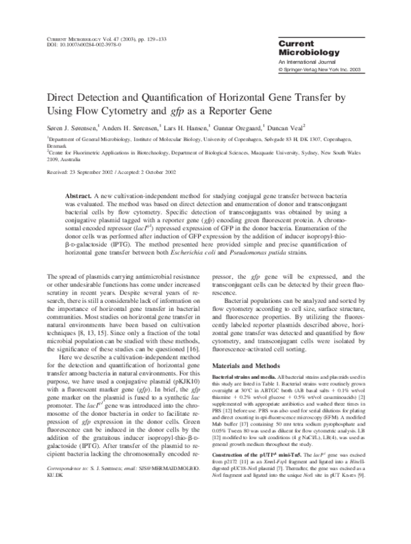(PDF) Direct Detection and Quantification of Horizontal Gene Transfer ...