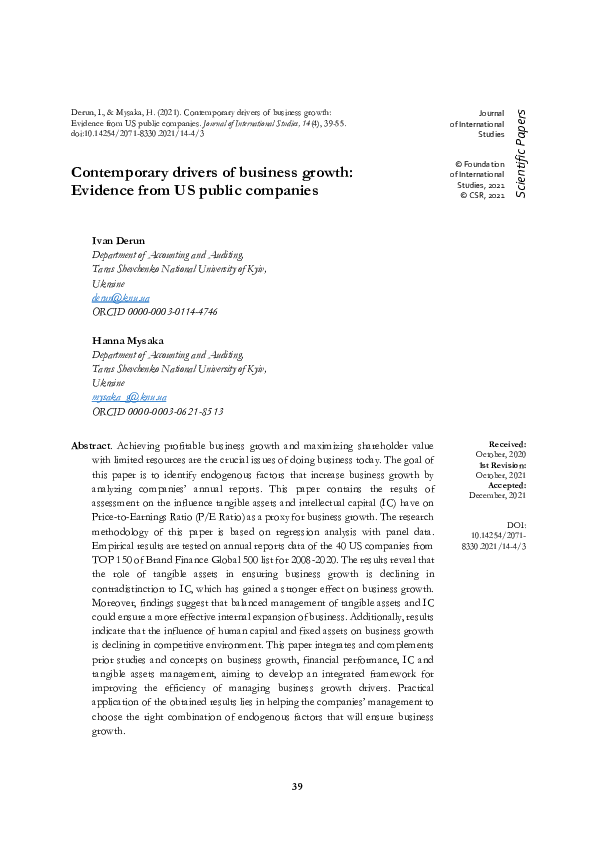 (PDF) Contemporary drivers of business growth: Evidence from US public ...