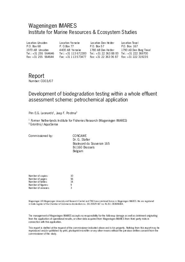 (PDF) Development of biodegradation testing within a whole effluent ...