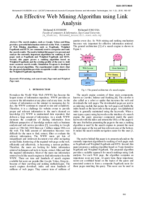 (PDF) An Effective Web Mining Algorithm using Link Analysis