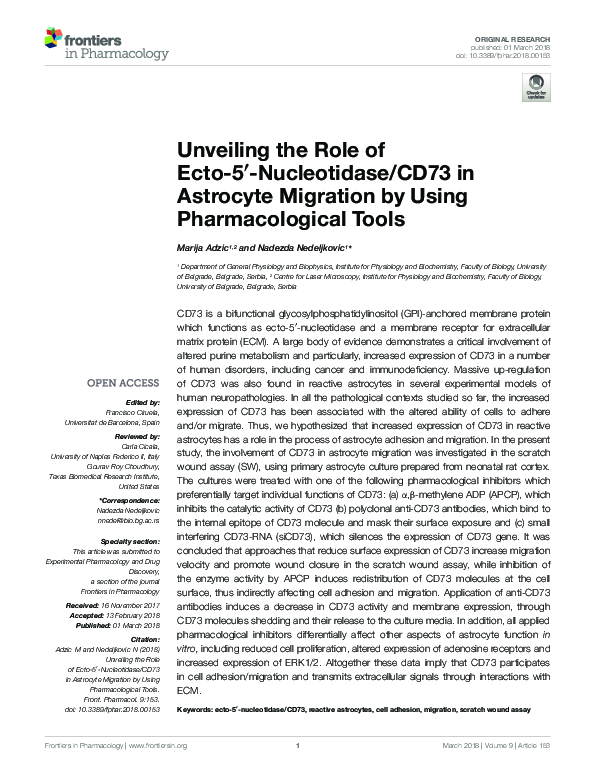 (PDF) Unveiling the Role of Ecto-5′-Nucleotidase/CD73 in Astrocyte ...