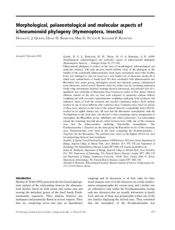 (PDF) Morphological, palaeontological and molecular aspects of ...