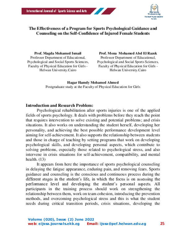 (PDF) The Effectiveness of a Program for Sports Psychological Guidance ...