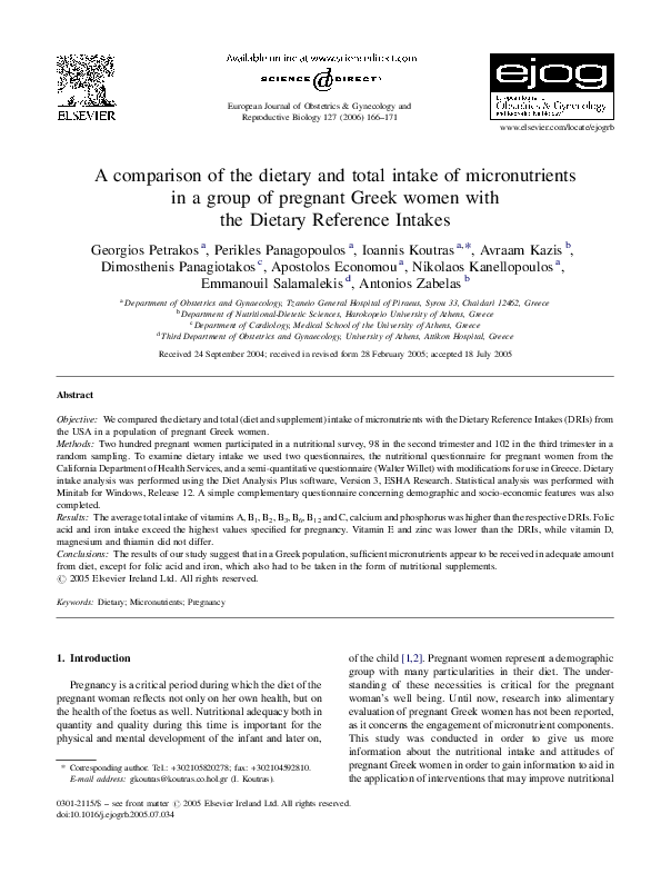 (PDF) A comparison of the dietary and total intake of micronutrients in ...