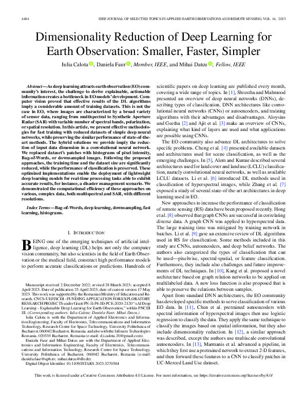 (PDF) Dimensionality Reduction of Deep Learning for Earth Observation ...