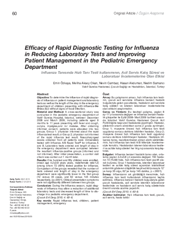 (PDF) Efficacy of Rapid Diagnostic Testing for Influenza in Reducing ...