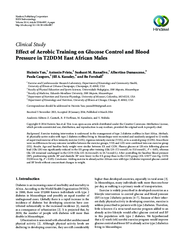 (PDF) Effect of Aerobic Training on Glucose Control and Blood Pressure ...