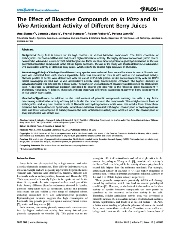 (PDF) The Effect of Bioactive Compounds on In Vitro and In Vivo ...