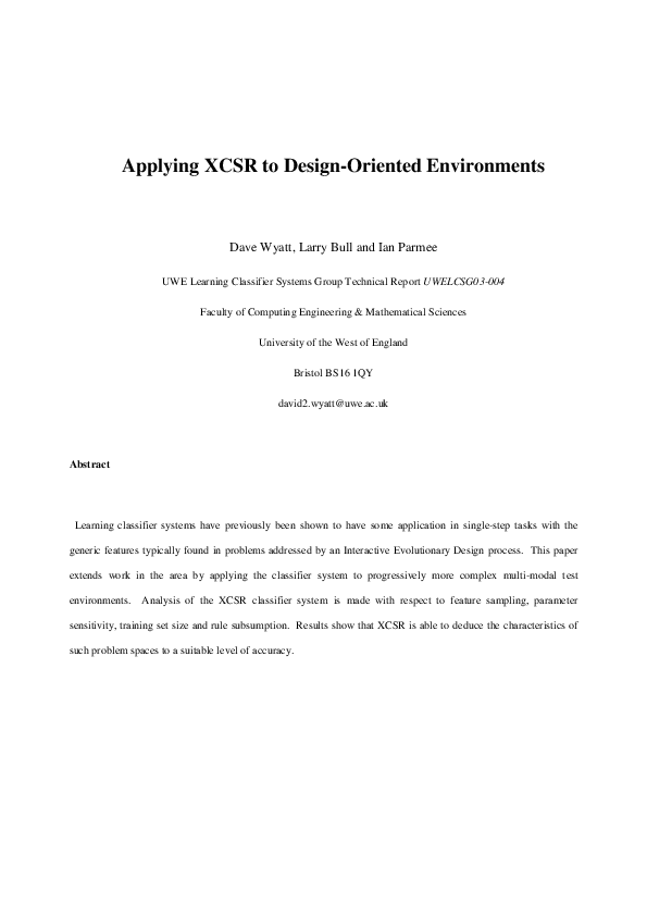 (PDF) Applying XCSR to Design-Oriented Environments