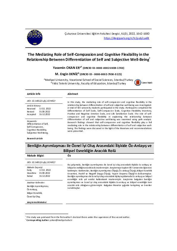 (PDF) The Mediating Role of Self-Compassion and Cognitive Flexibility ...