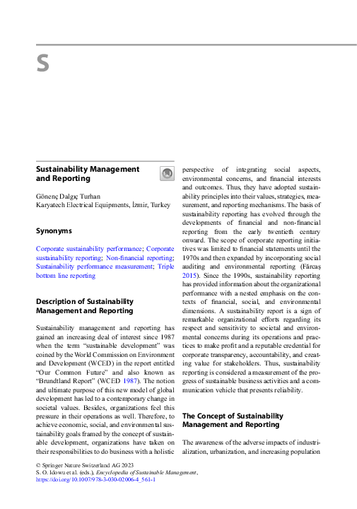(PDF) Sustainability Management and Reporting
