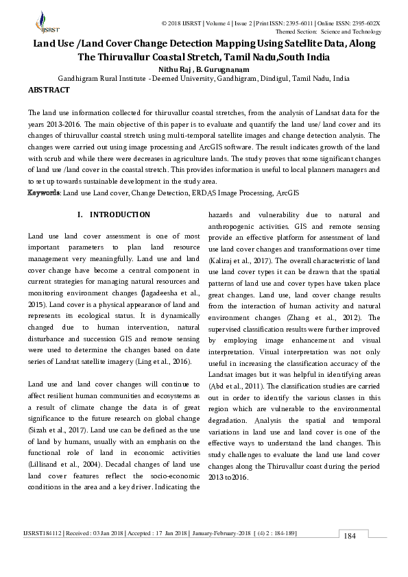 (PDF) Land Use /Land Cover Change Detection Mapping Using Satellite ...
