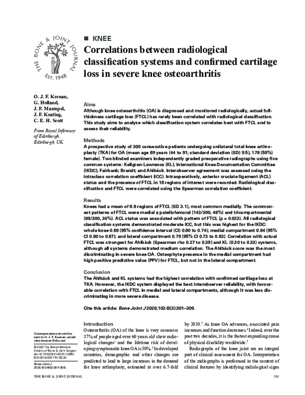 (PDF) Correlations between radiological classification systems and ...