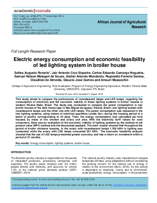 (PDF) Electric energy consumption and economic feasibility of led ...