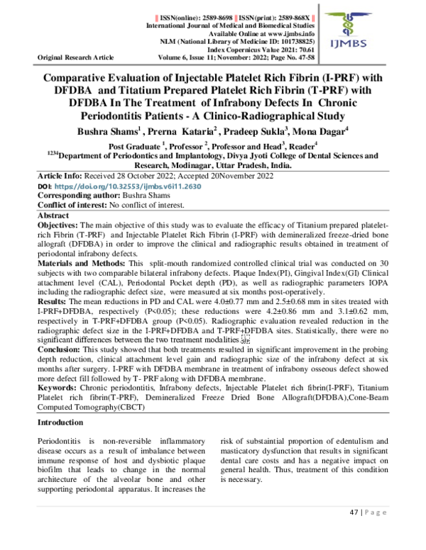 (PDF) Comparative Evaluation of Injectable Platelet Rich Fibrin (I-PRF ...